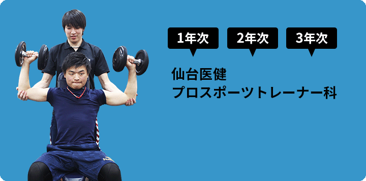 仙台医健プロスポーツトレーナー科1年次、2年次、3年次